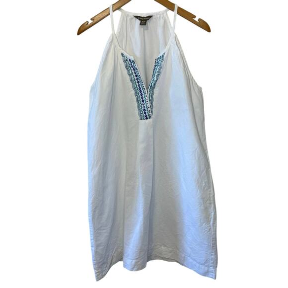 Tommy Bahama Linen Cotton Blend Embroidered Tunic Style Mini Tank Dress Medium - Picture 1 of 12